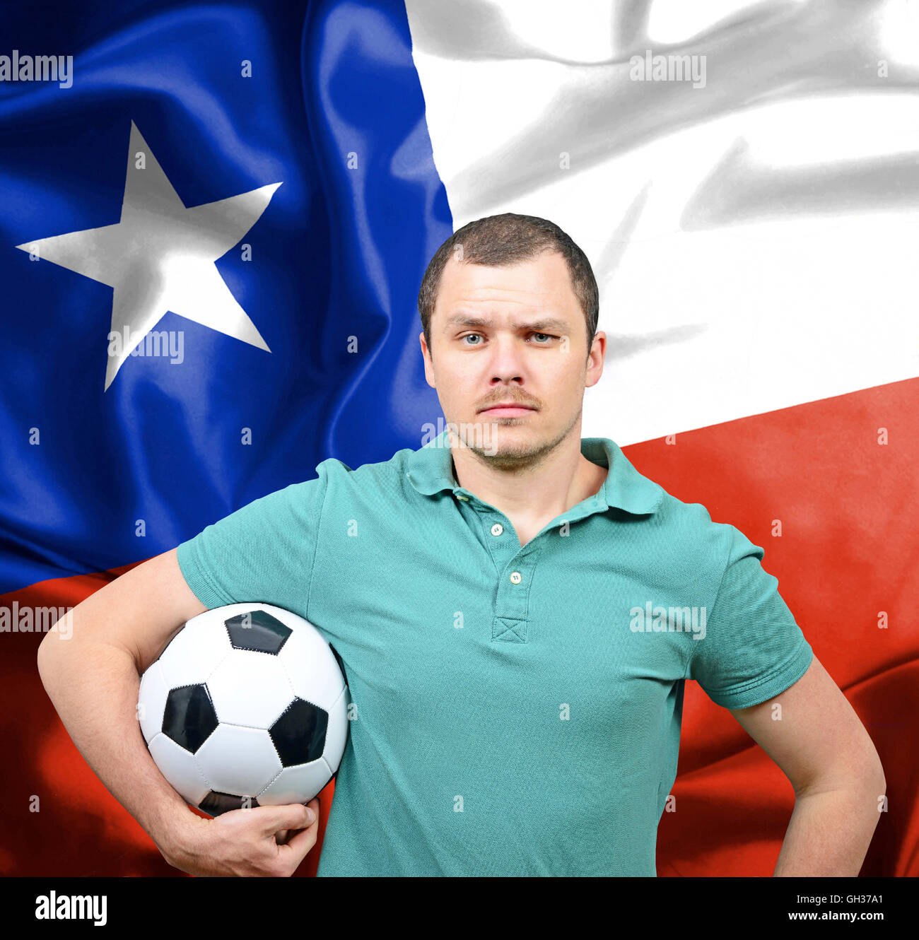 Proud football fan of Chile Stock Photo