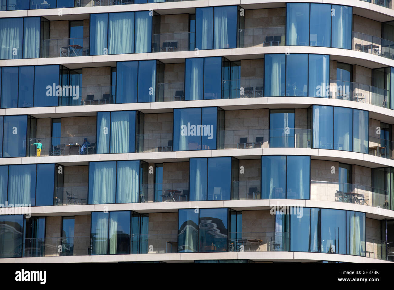 Residential apartment blocks situated on the riverside of the Thames