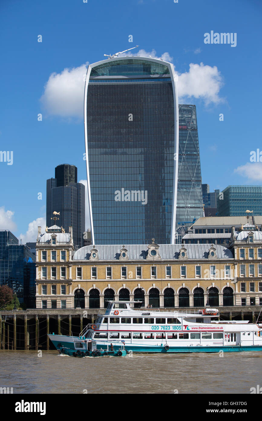 20 Fenchurch Street, commercial skyscraper in City of London, also known as 'Walkie Talkie', seen from River Thames, London, UK Stock Photo