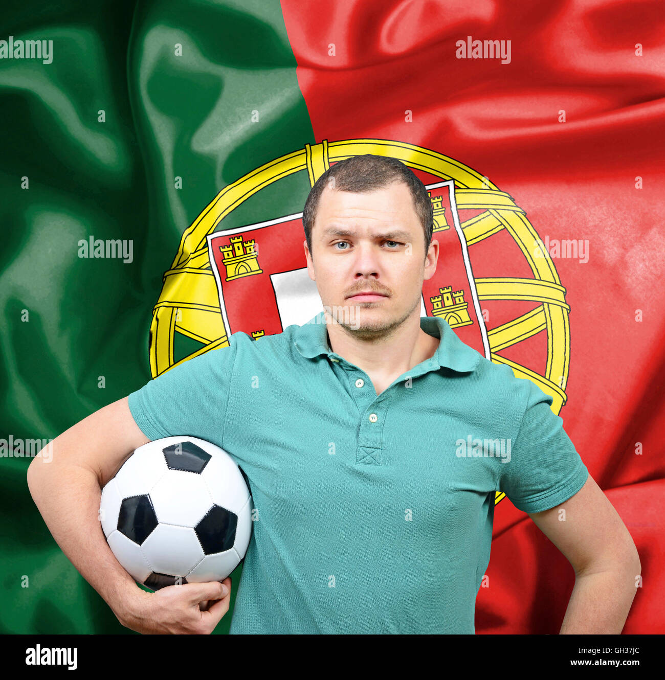 Proud football fan of Portugal Stock Photo