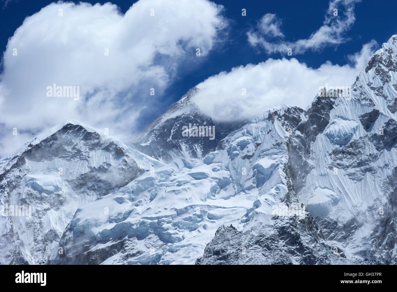Summit of Everest from Kala Patthar, Sagarmatha National Park, Solukhumbu District, Nepal, Asia Stock Photo