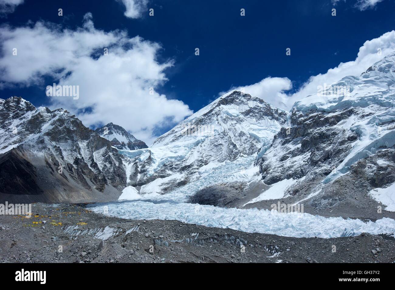 Everest Base Camp, Changtse and Khumbu glacier from Kala Patthar, Sagarmatha National Park, Solukhumbu District, Nepal, Asia Stock Photo