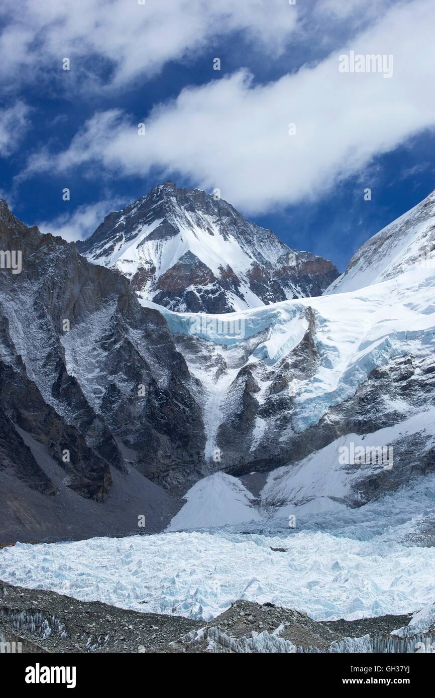 Khumbu icefall with Changtse, from Everest Base Camp, Sagarmatha National Park, Solukhumbu District, Nepal, Asia Stock Photo