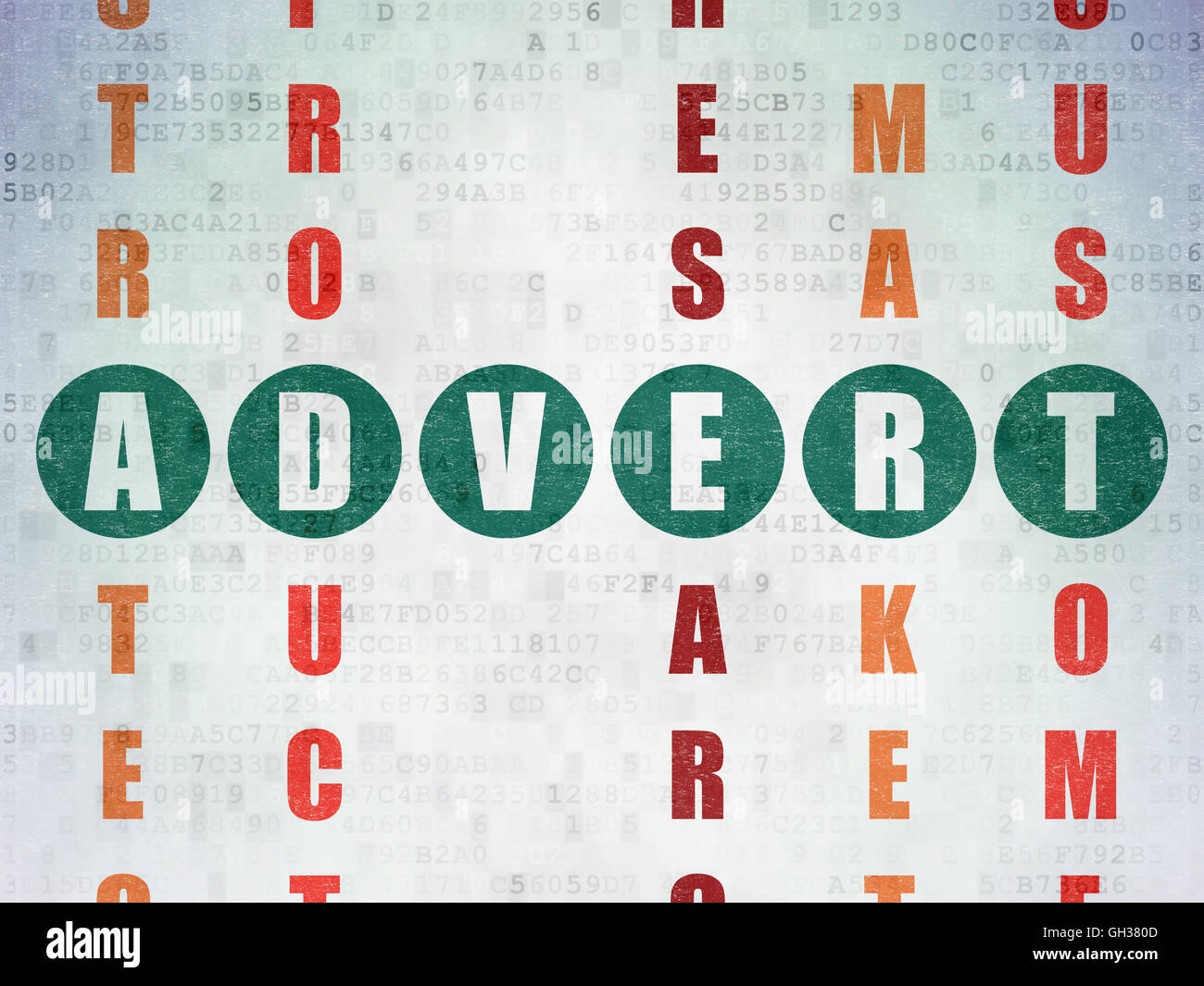 Advertising concept Advert in Crossword Puzzle Stock Photo Alamy