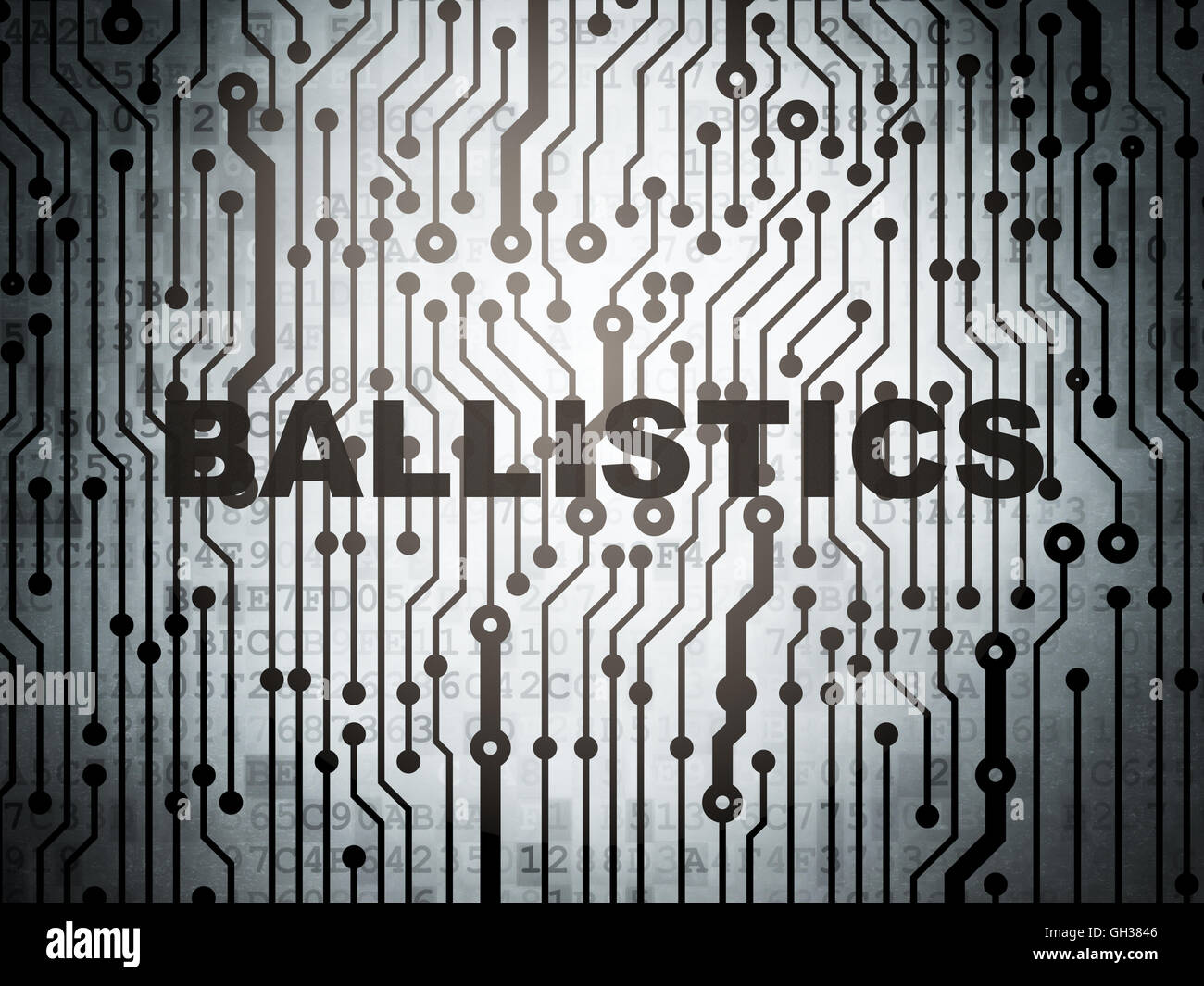 Science concept: circuit board with Ballistics Stock Photo