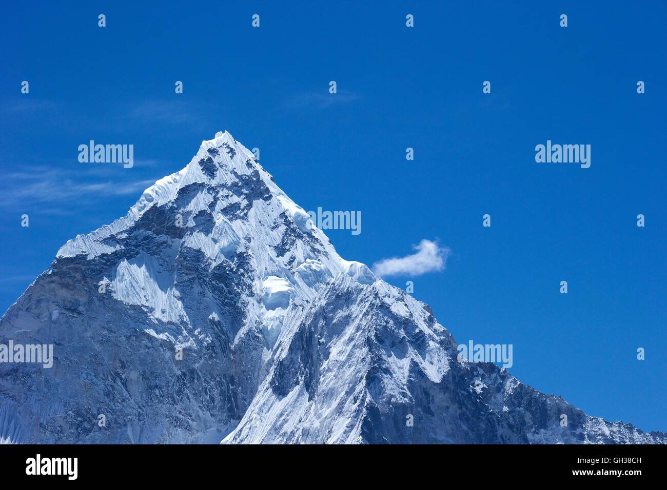 Ama Dablam summit from Chola Khola valley, Sagarmatha National Park, Solukhumbu District, Nepal, Asia Stock Photo