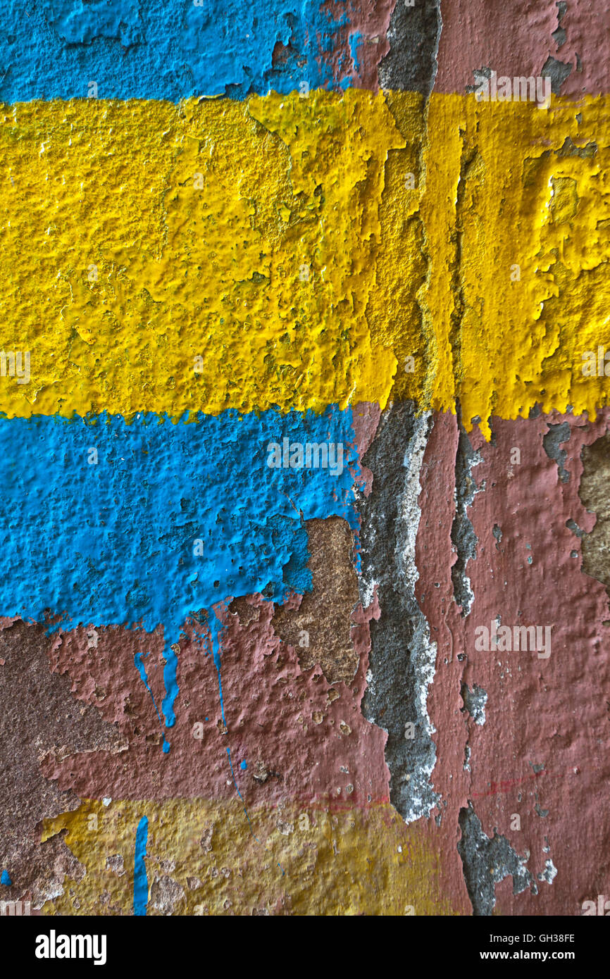 colourful cemented wall Stock Photo