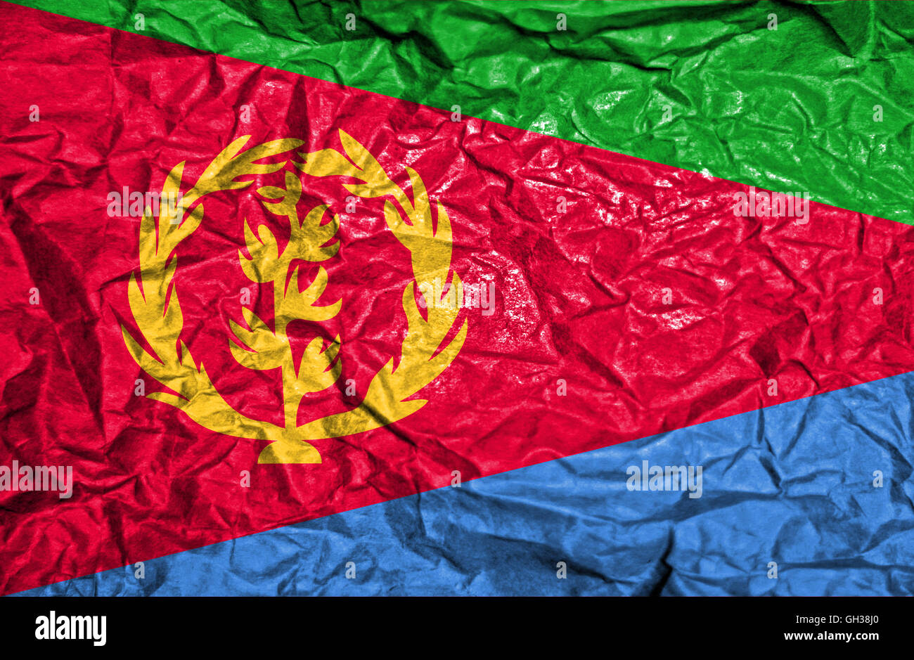Eritrea vintage flag on old crumpled paper background Stock Photo - Alamy