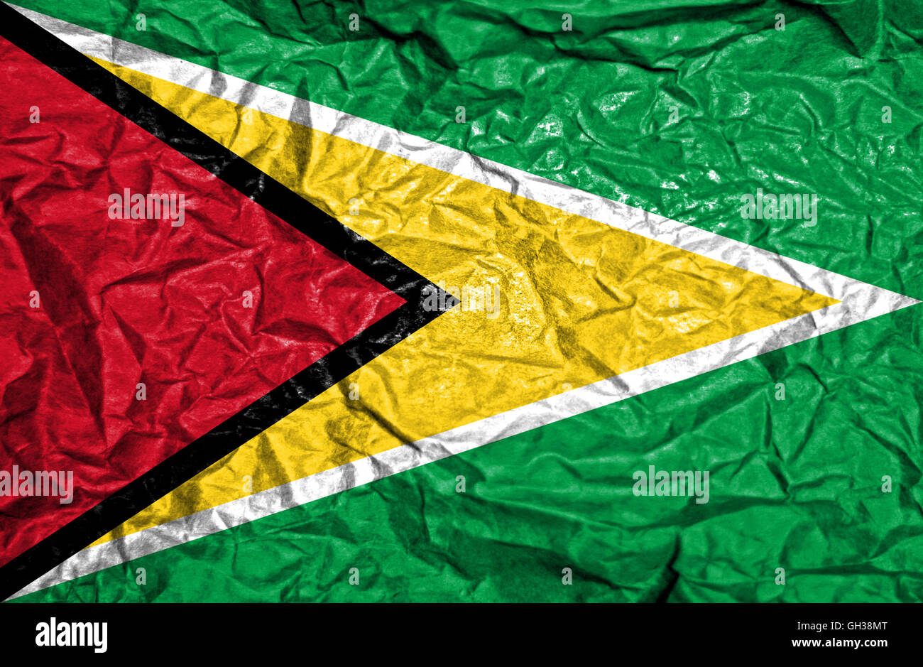 Guyana vintage flag on old crumpled paper background Stock Photo - Alamy