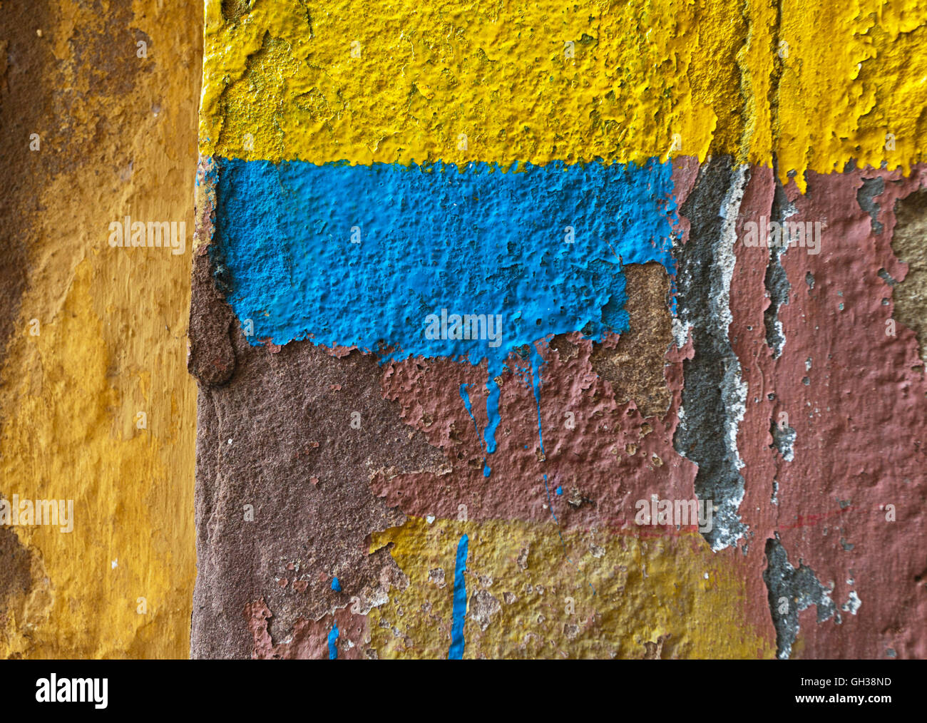 colourful cemented wall Stock Photo