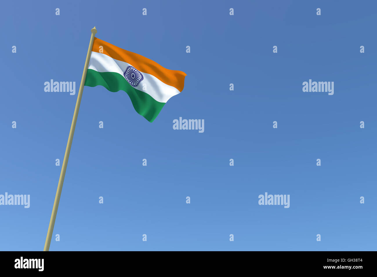 The national flag of India waving in the wind. Stock Photo