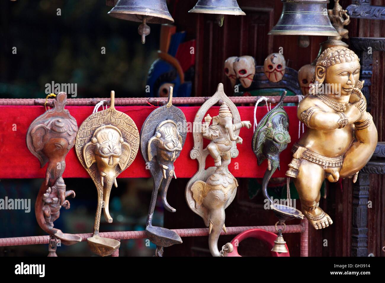 Hindu deities on sale at Swayambhunath Stupa or Monkey Temple, Kathmandu, Nepal, Asia Stock Photo