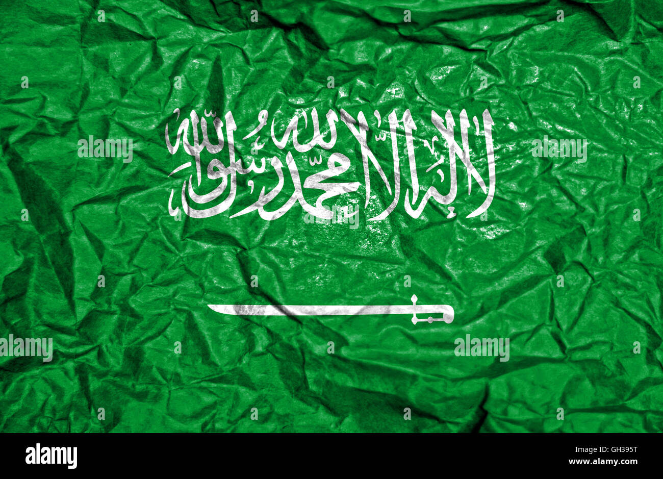 Saudi Arabia vintage flag on old crumpled paper background Stock Photo ...