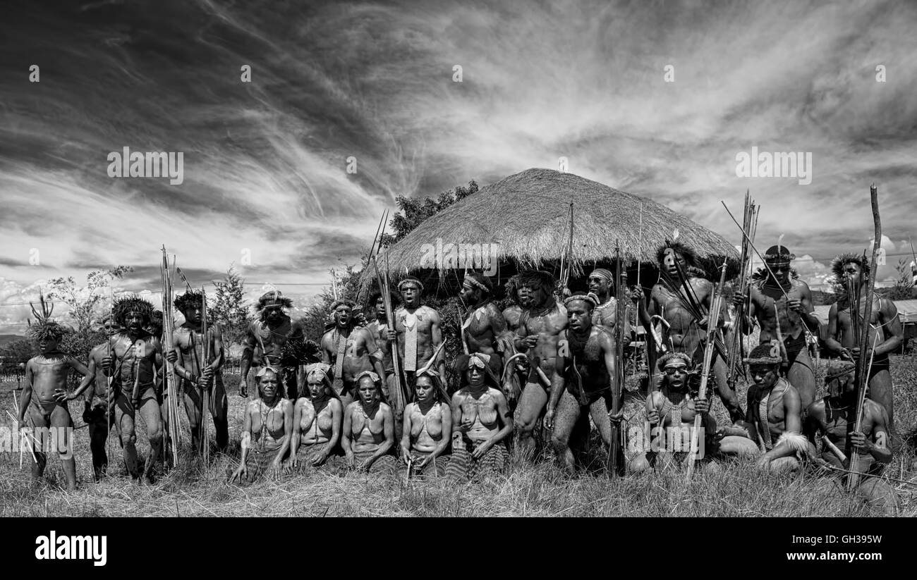 Main tribes of Baliem valley Stock Photo