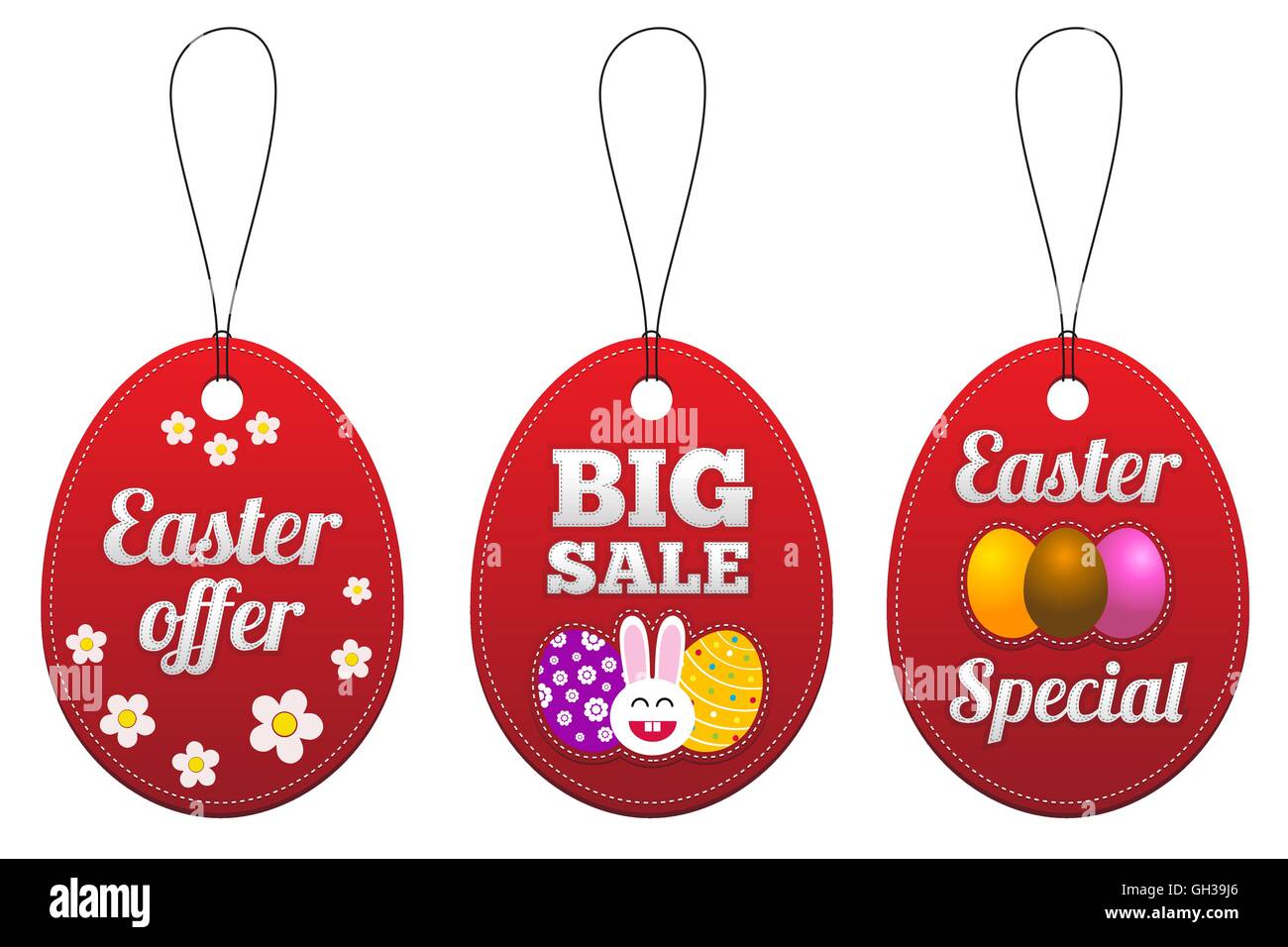 Easter special tags in the form of egg. Vector illustration. Stock Vector