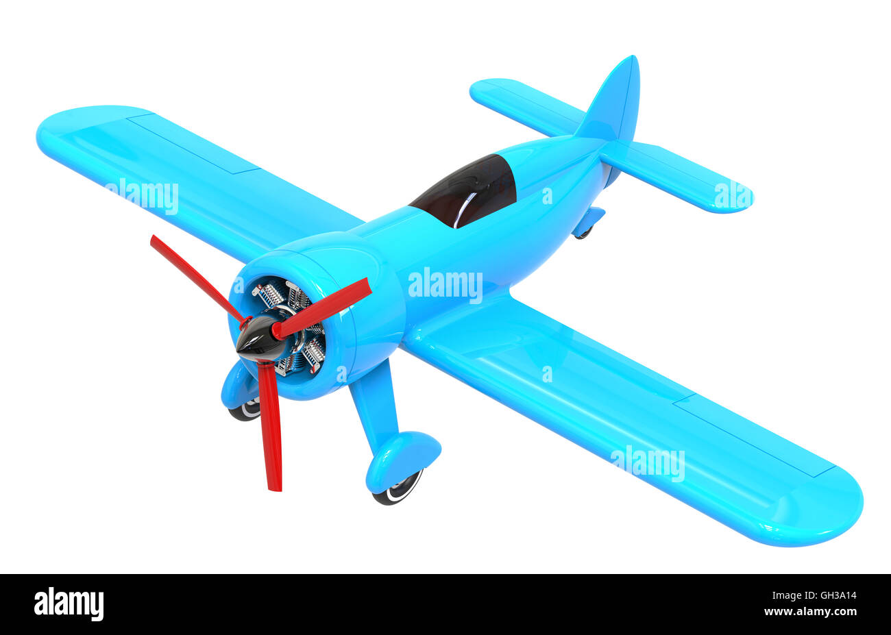 Propeller small plane isolated on white. 3D render Stock Photo