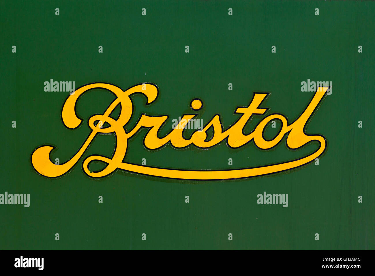 Old Bristol bus logo printed onto the side of a vintage bus Old Bristol bus logo printed onto the side of a vintage bus