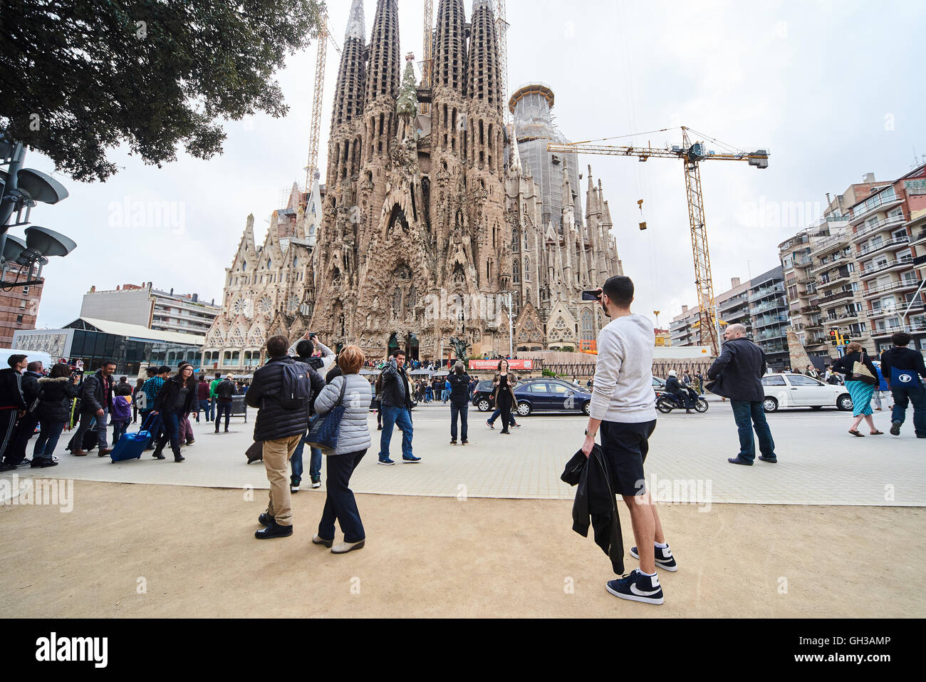 Sagrada Familia, is a large Roman Catholic church in Barcelona Stock Photo