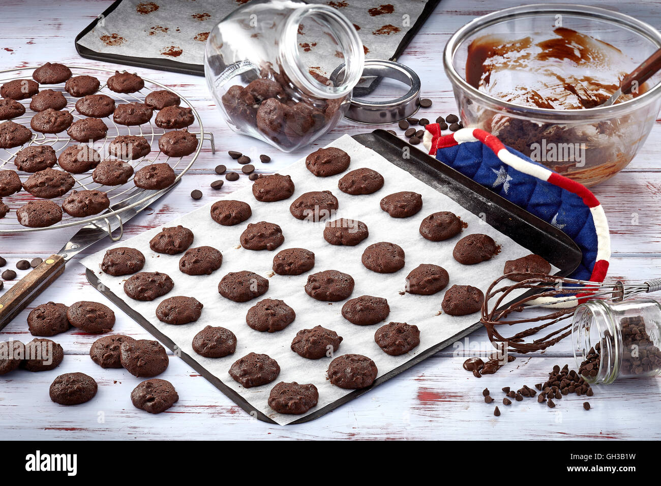 Dark chocolate cookies Stock Photo