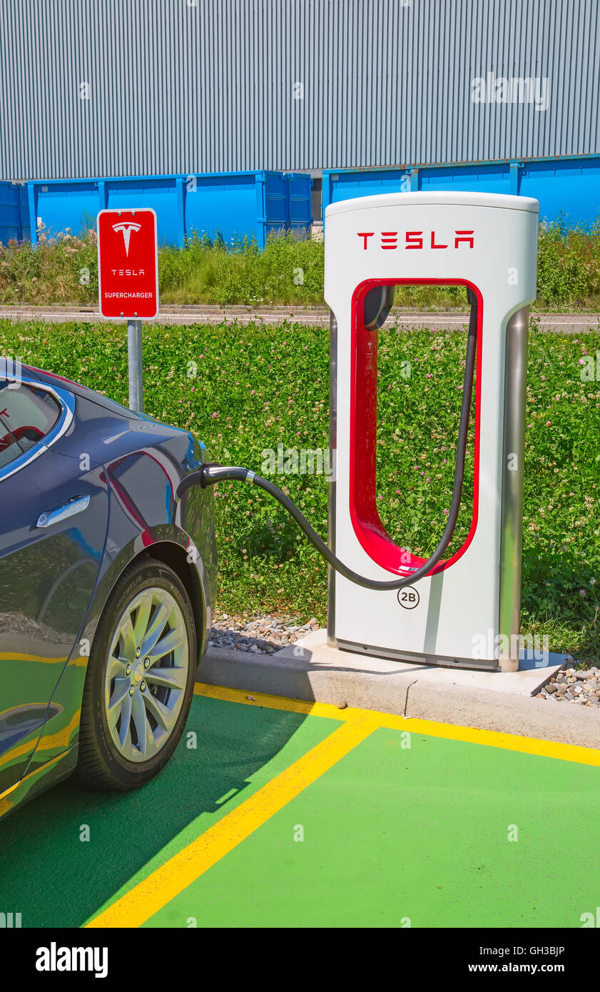 Elon musk tesla supercharger model x hires stock photography and