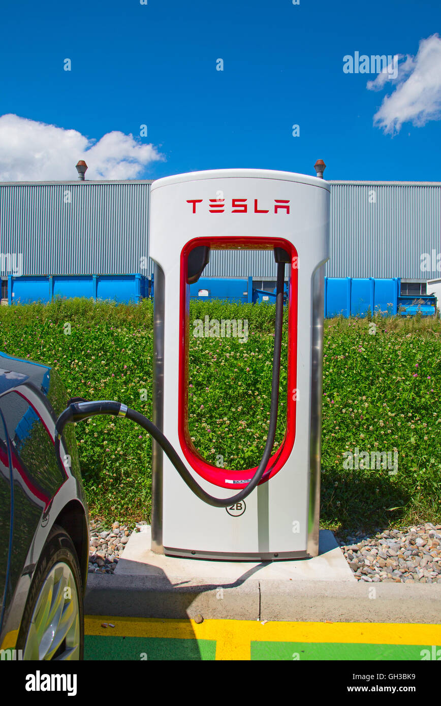ZURICH July 30 Tesla Supercharger station on July 30, 2016 in Zurich