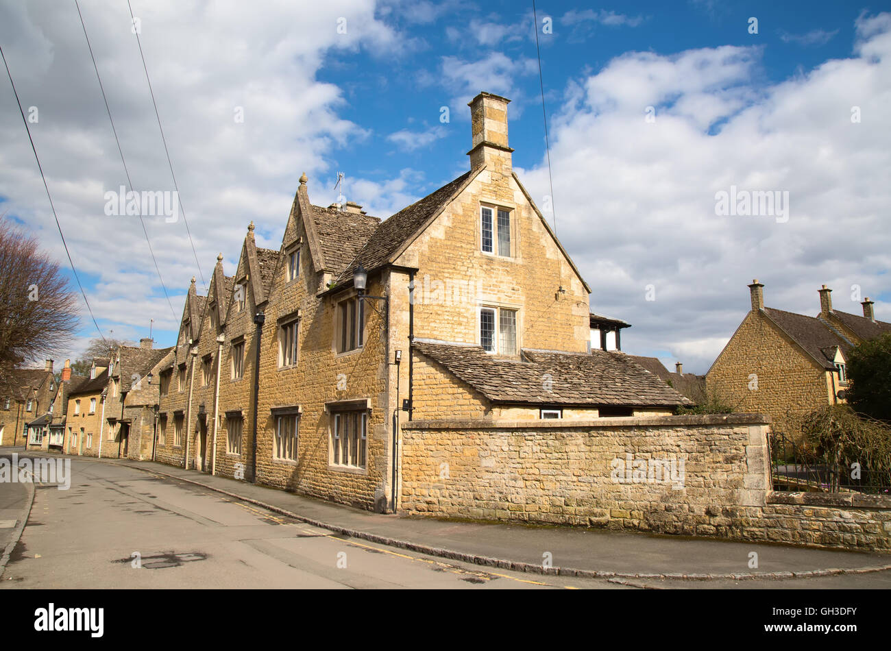 Ancient village "Lower Slaughter" in the Cotswolds region Stock Photo