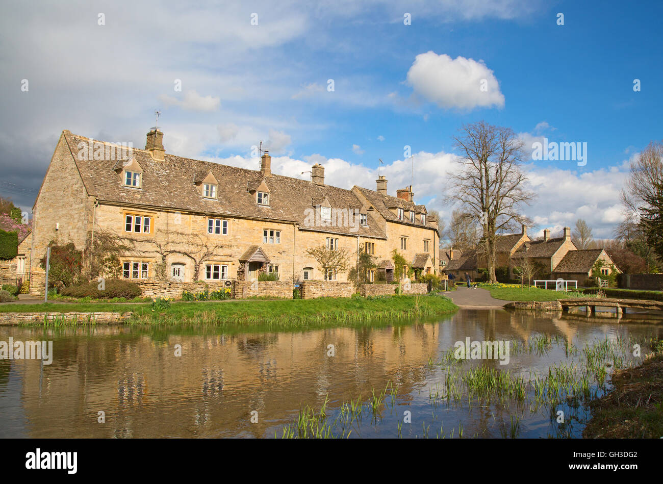 Ancient village "Lower Slaughter" in the Cotswolds region Stock Photo