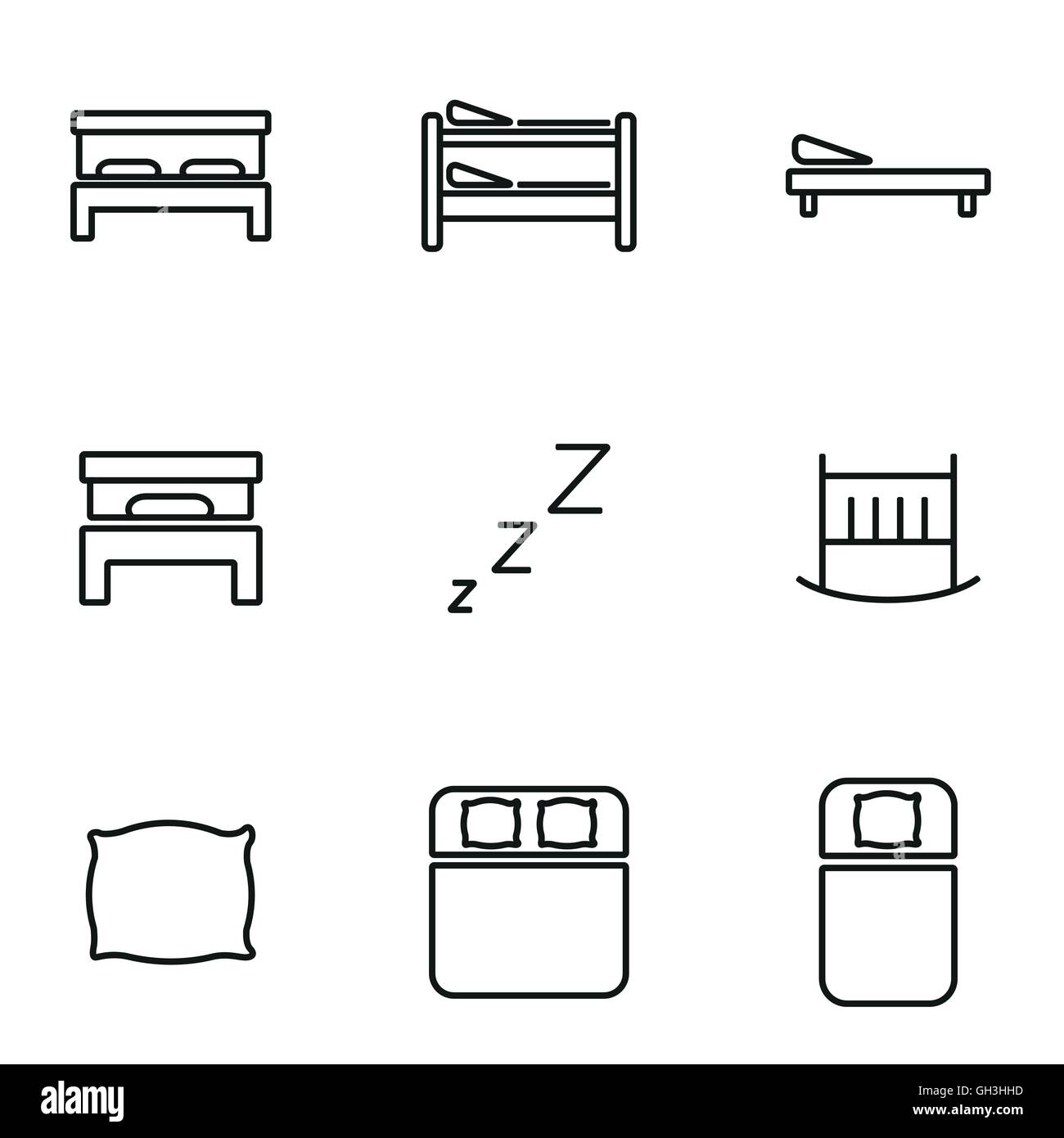 Vector line bed icon set on white background Stock Vector Image & Art ...