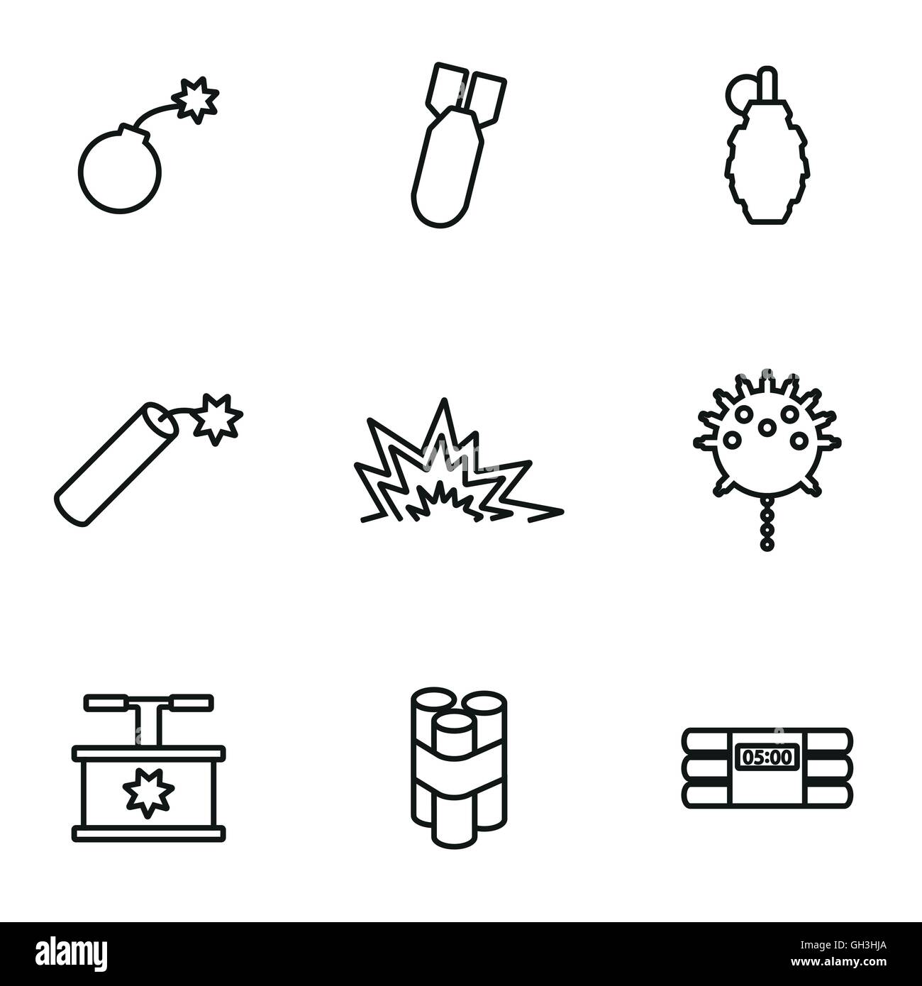 Vector line bomb icon set on white background Stock Vector Image & Art ...