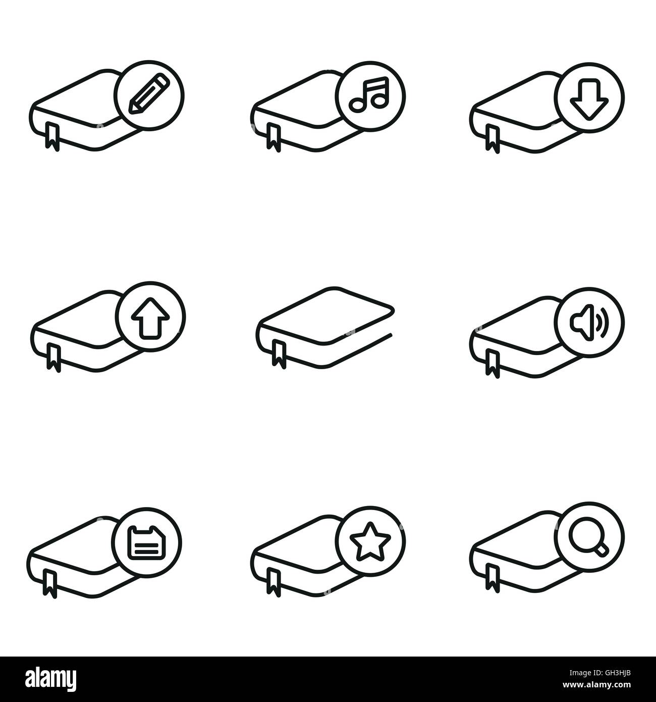 Vector line book icon set on white background Stock Vector Image & Art ...