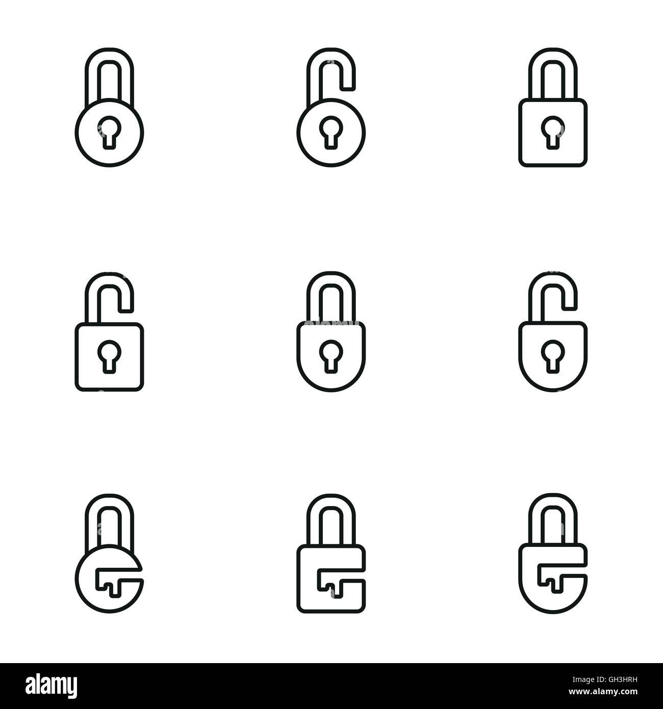 Vector line locks icon set on white background Stock Vector Image & Art ...