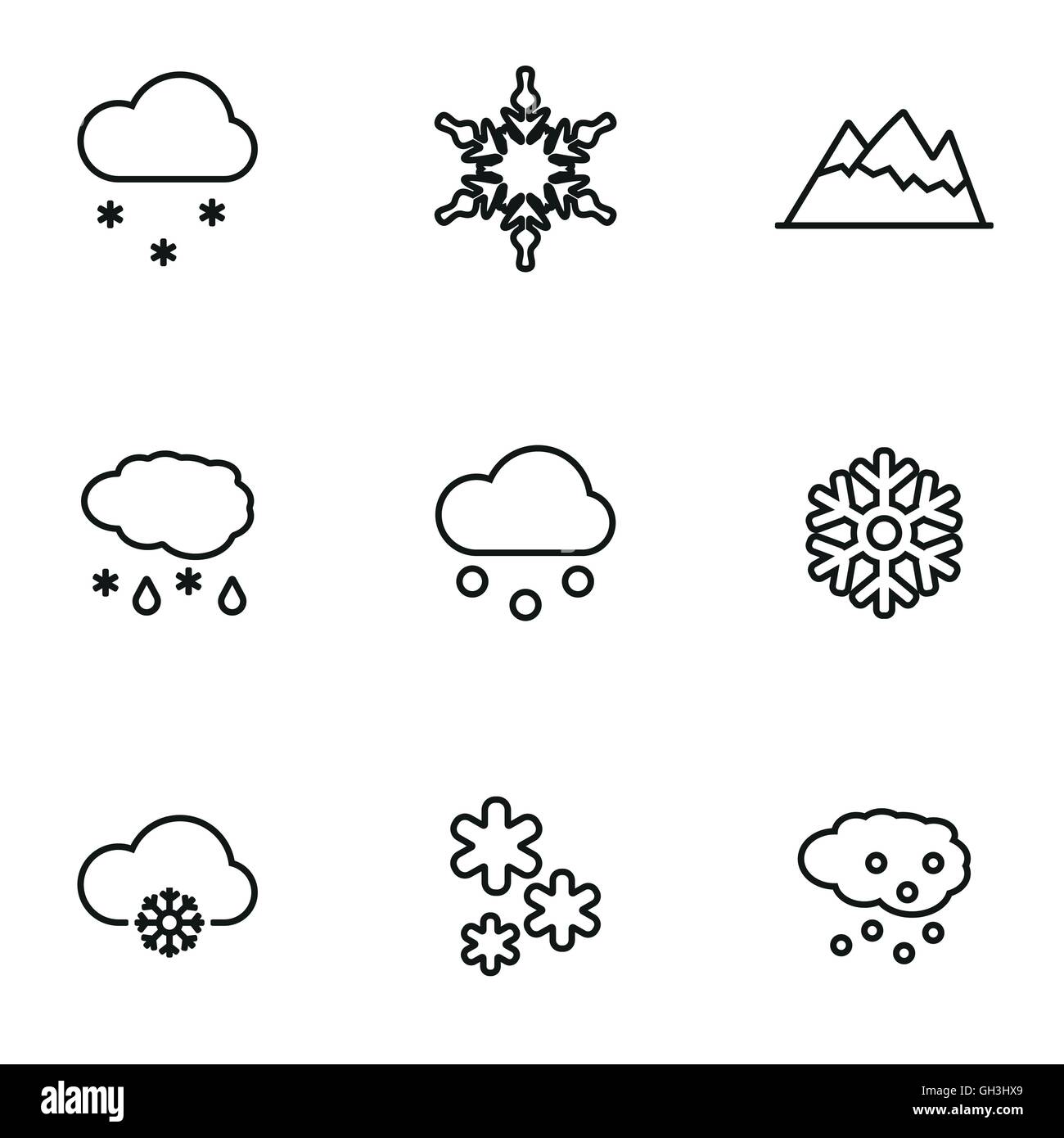Vector line snow icon set on white background Stock Vector Image & Art ...