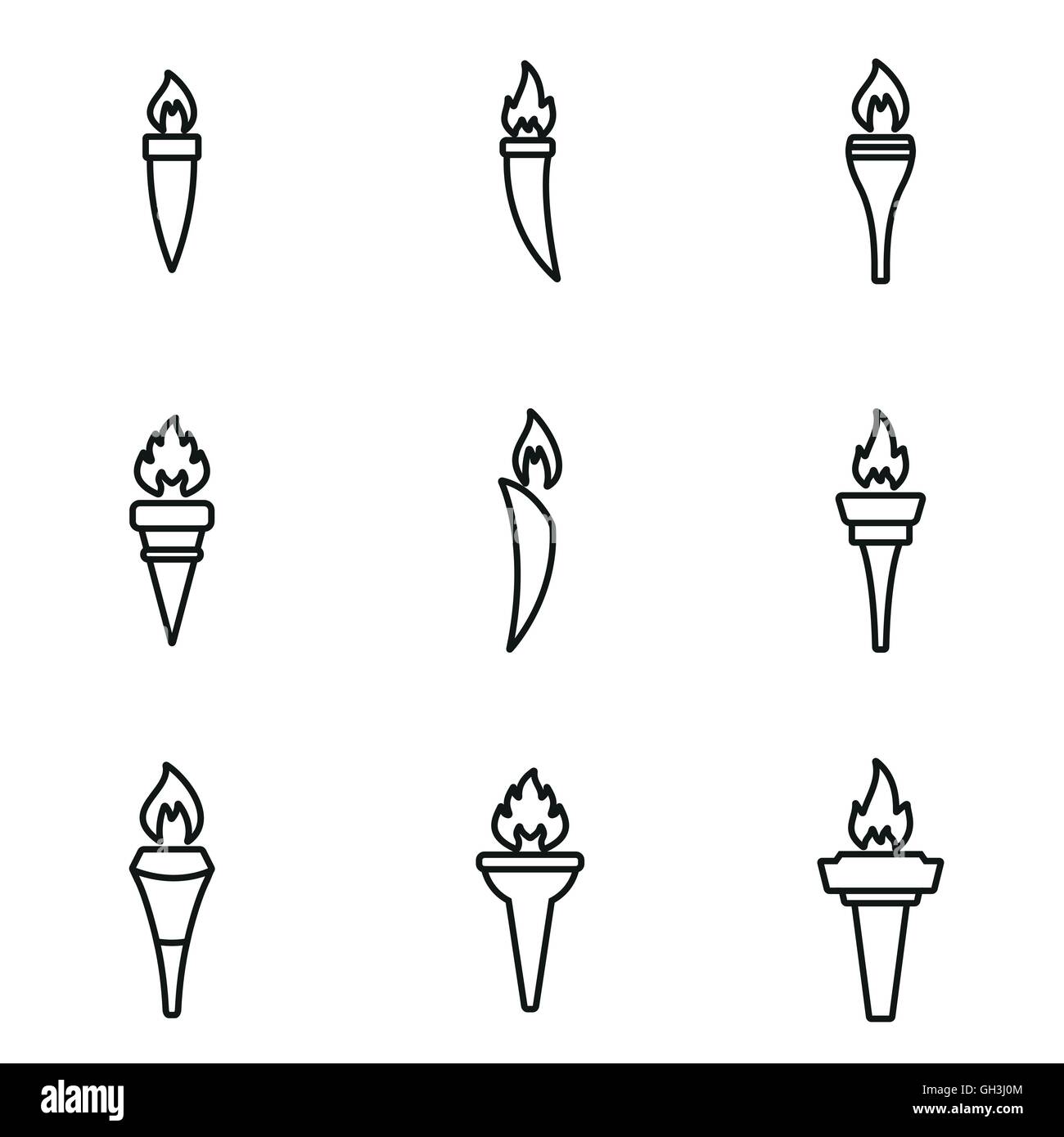 Vector line torch icon set on white background Stock Vector Image & Art ...