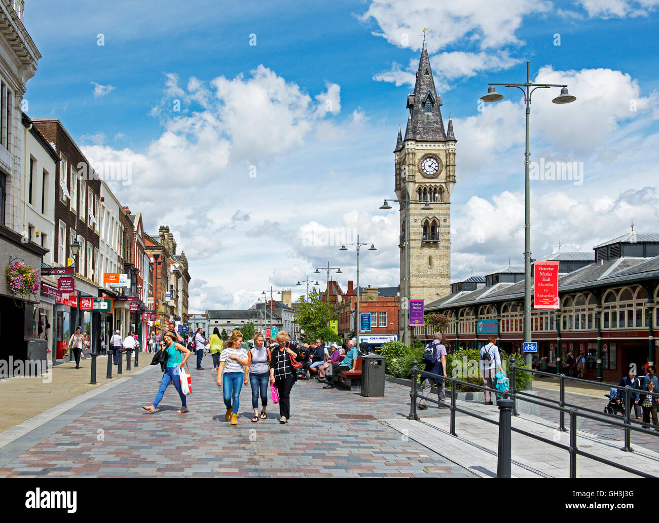 Shoppers On High Row Darlington County Durham England UK Stock Photo 