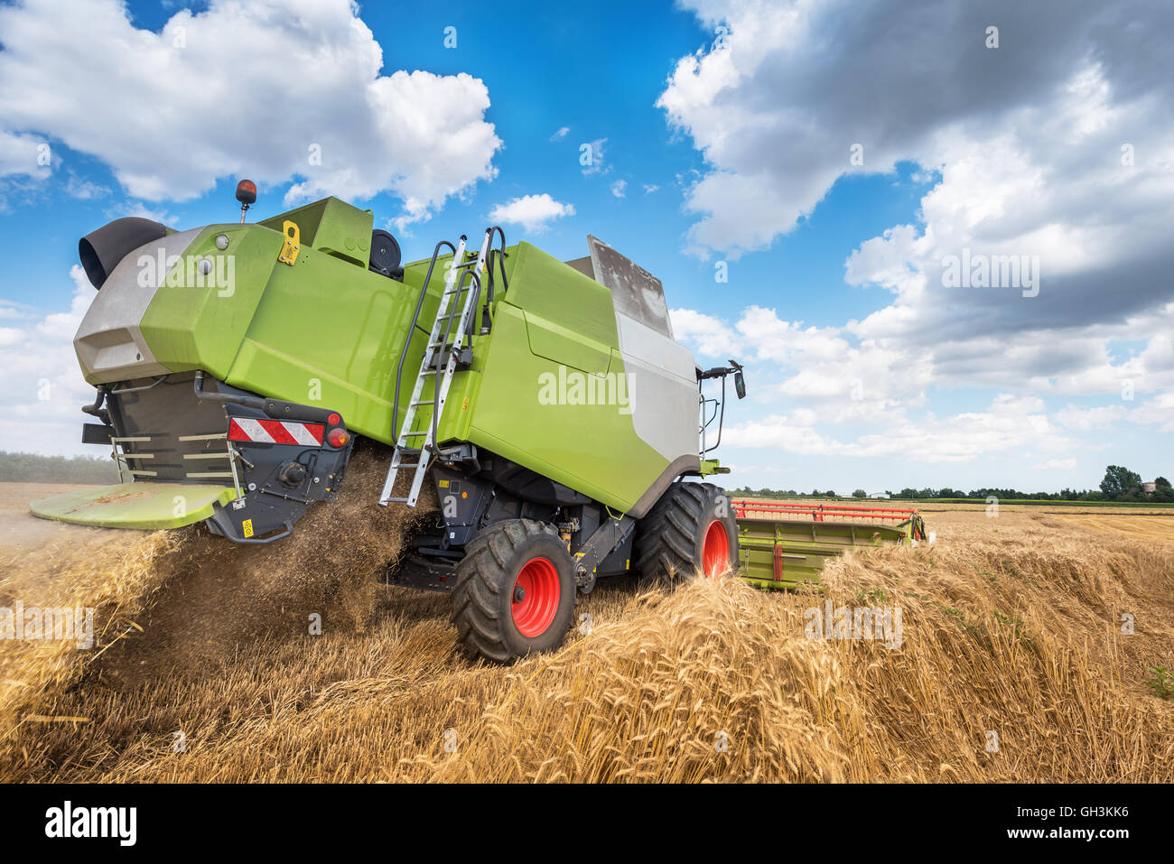 Dobrich, Bulgaria -JULY 08,2016: Claas Lexion 660 combine harvester on display at the annual Nairn Farmers Show on July 08, 2016 Stock Photo