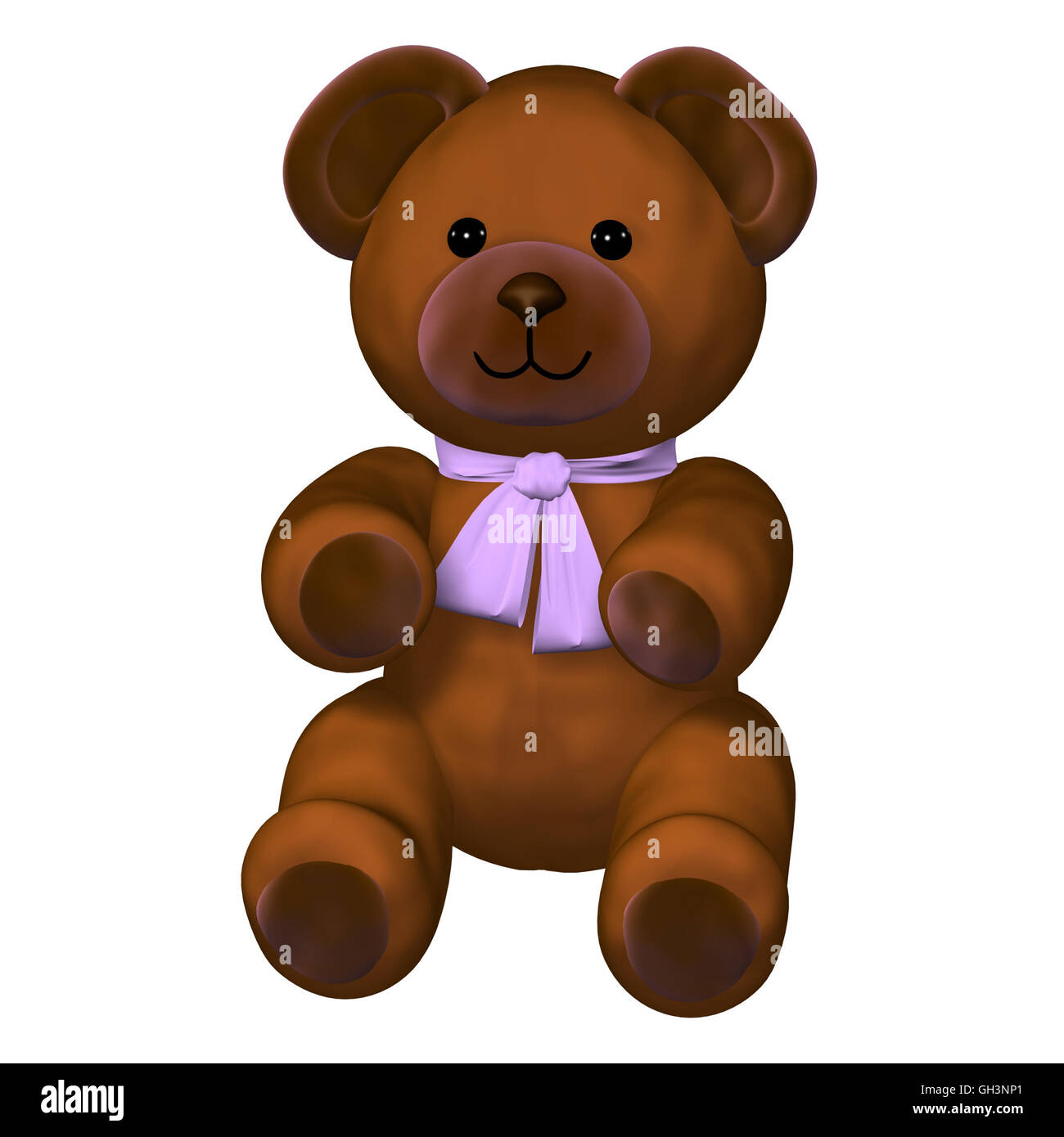 Cute brown rendered plush teddy bear on white background Stock Photo ...