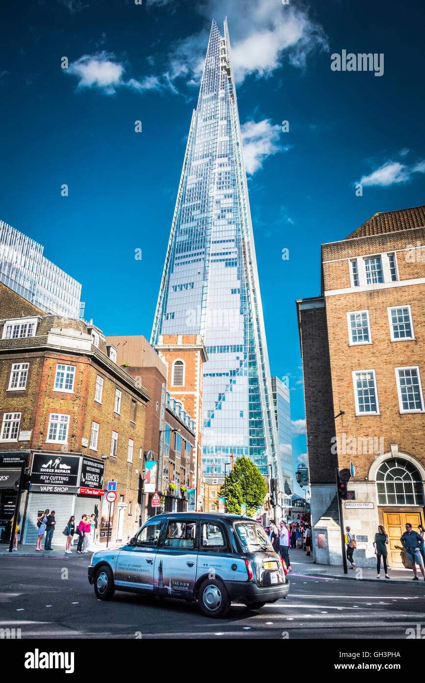A London street with the Shard in the background Stock Photo