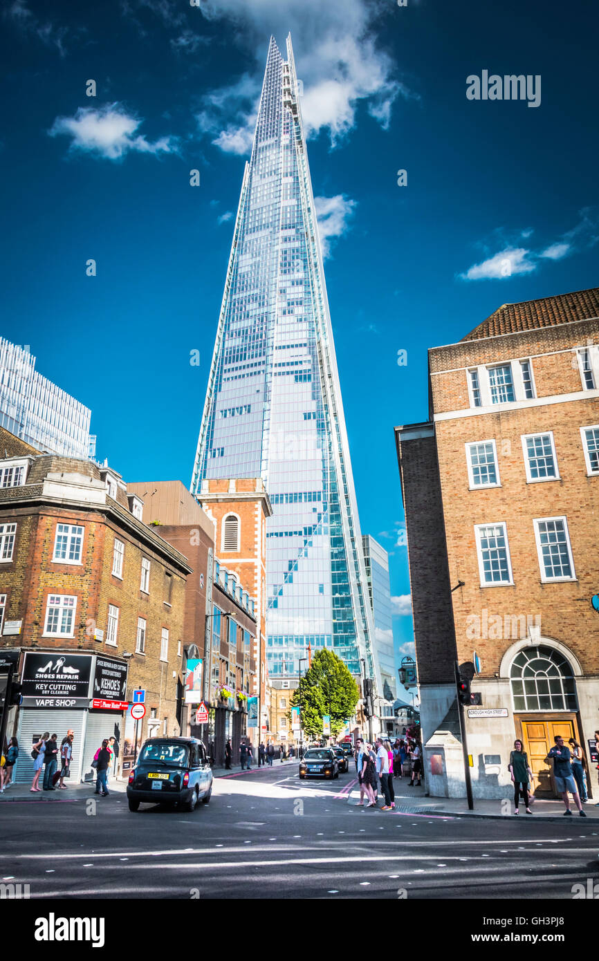A London street with the Shard in the background Stock Photo