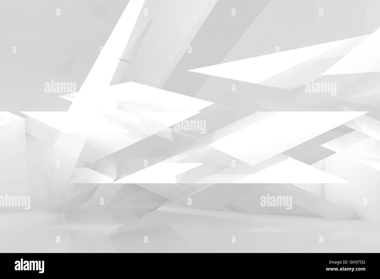 Abstract white background with chaotic geometric structures, digital 3d illustration, multi exposure effect Stock Photo