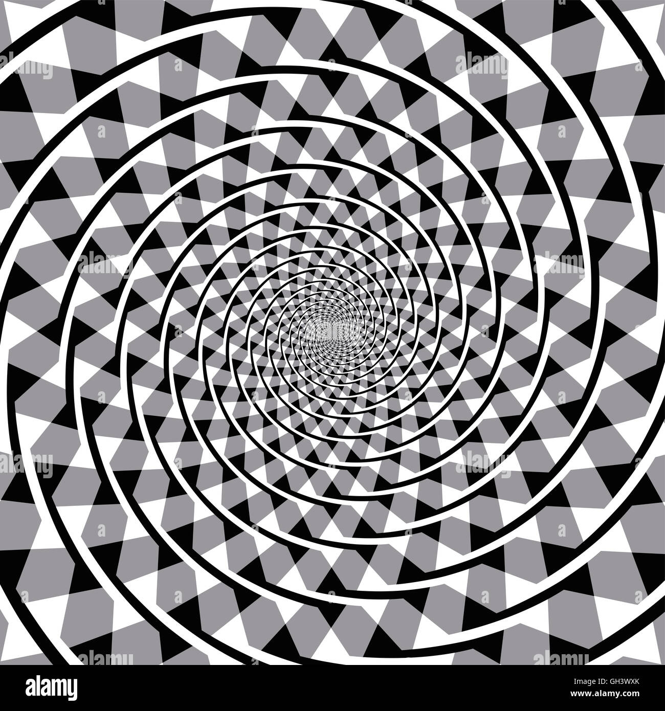 Fraser spiral optical illusion. Also known as the false spiral or the twisted cord illusion. Stock Photo
