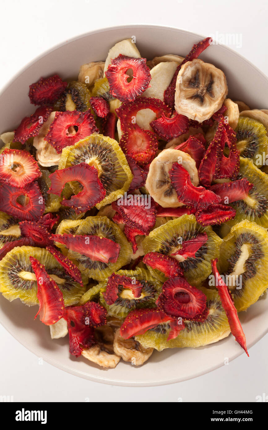 Different varieties mix of dried fruits in white plate Stock Photo Alamy