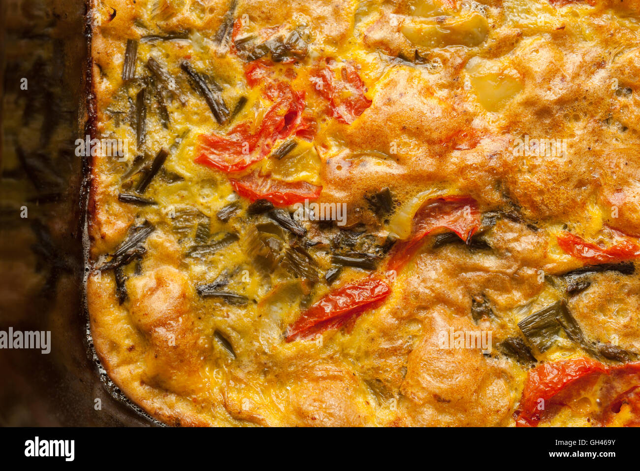 Scrambled eggs with red pepper and green onion Stock Photo Alamy