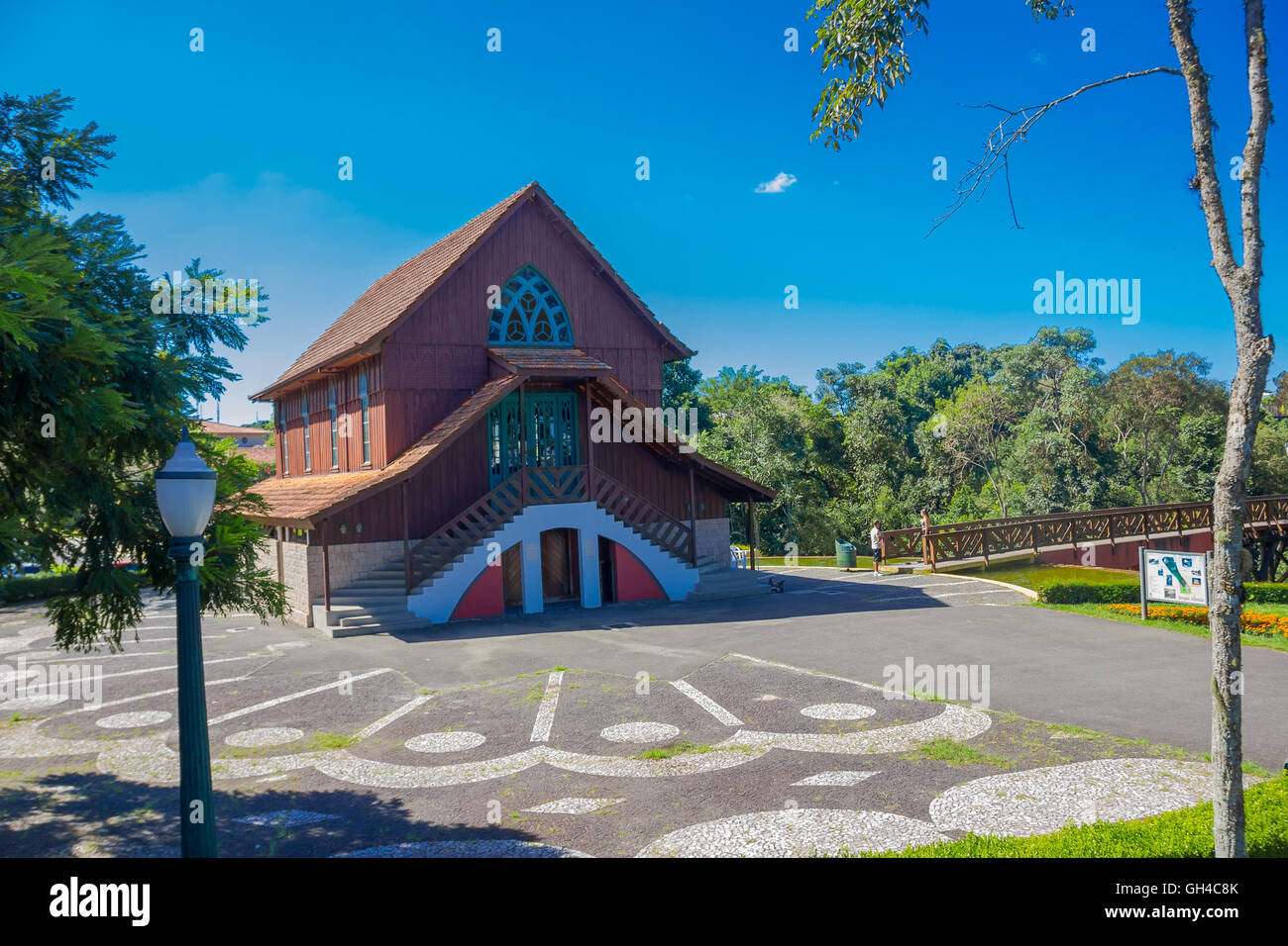 CURITIBA ,BRAZIL - MAY 12, 2016: chapel located in the middle of the german forest located in vista alegre curitiba Stock Photo