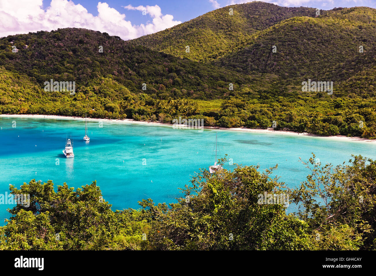 High Angle View of a Tropical Beach with Turqouise Waters, Maho Bay