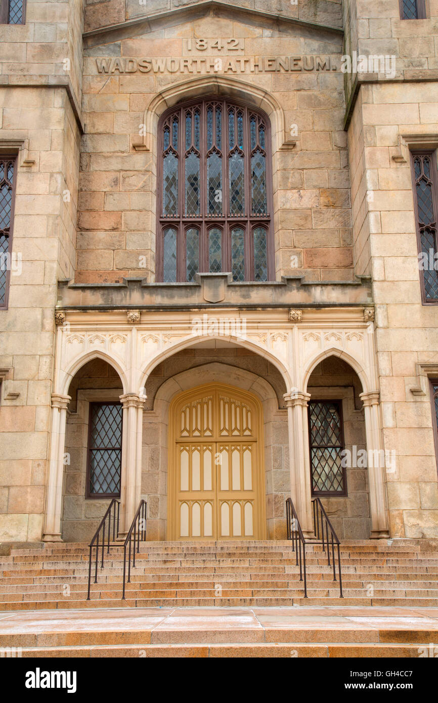 Entrance door, Wadsworth Atheneum, Hartford, Connecticut Stock Photo