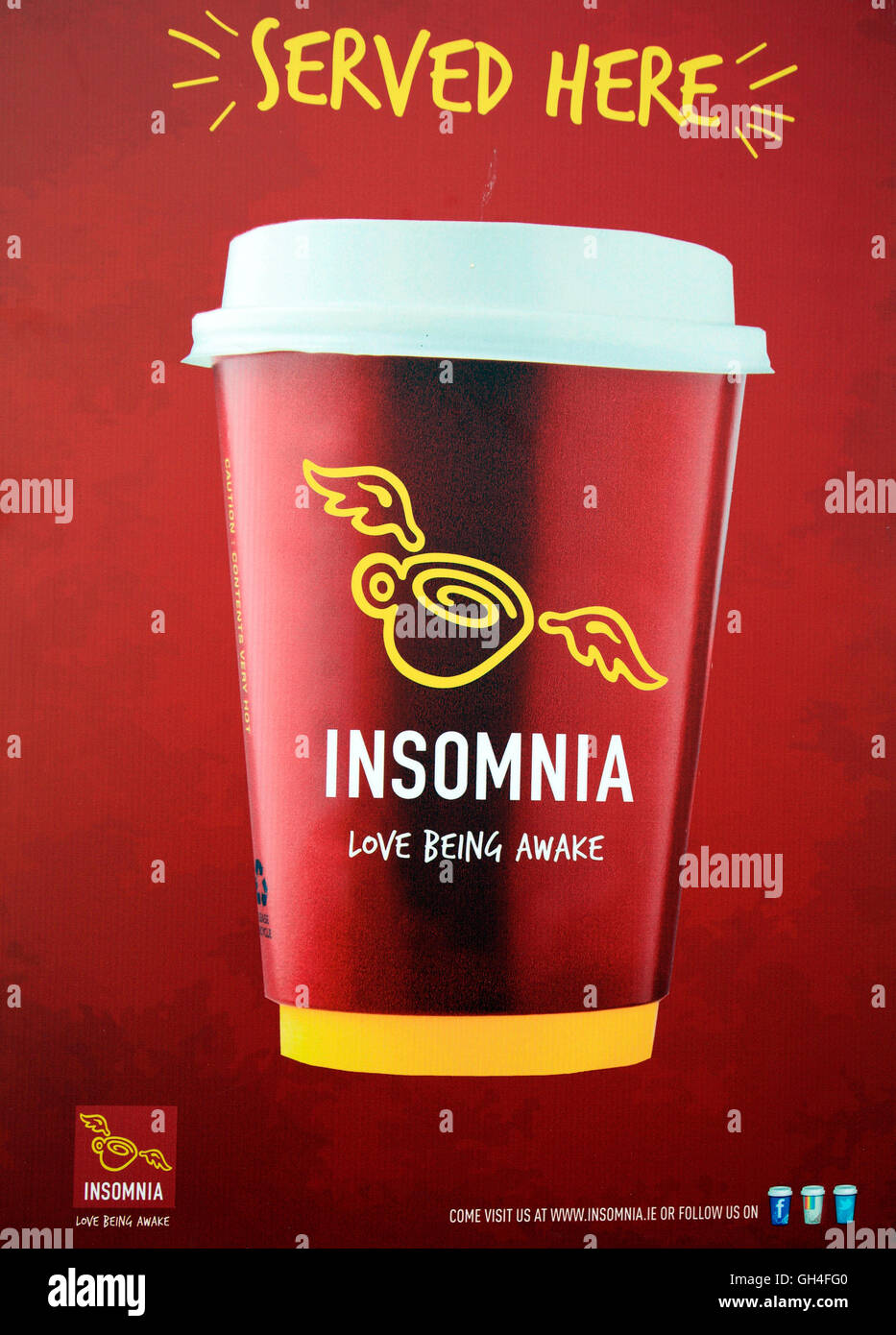 Advertisement for Insomnia coffee houses in Castletownbere Stock Photo