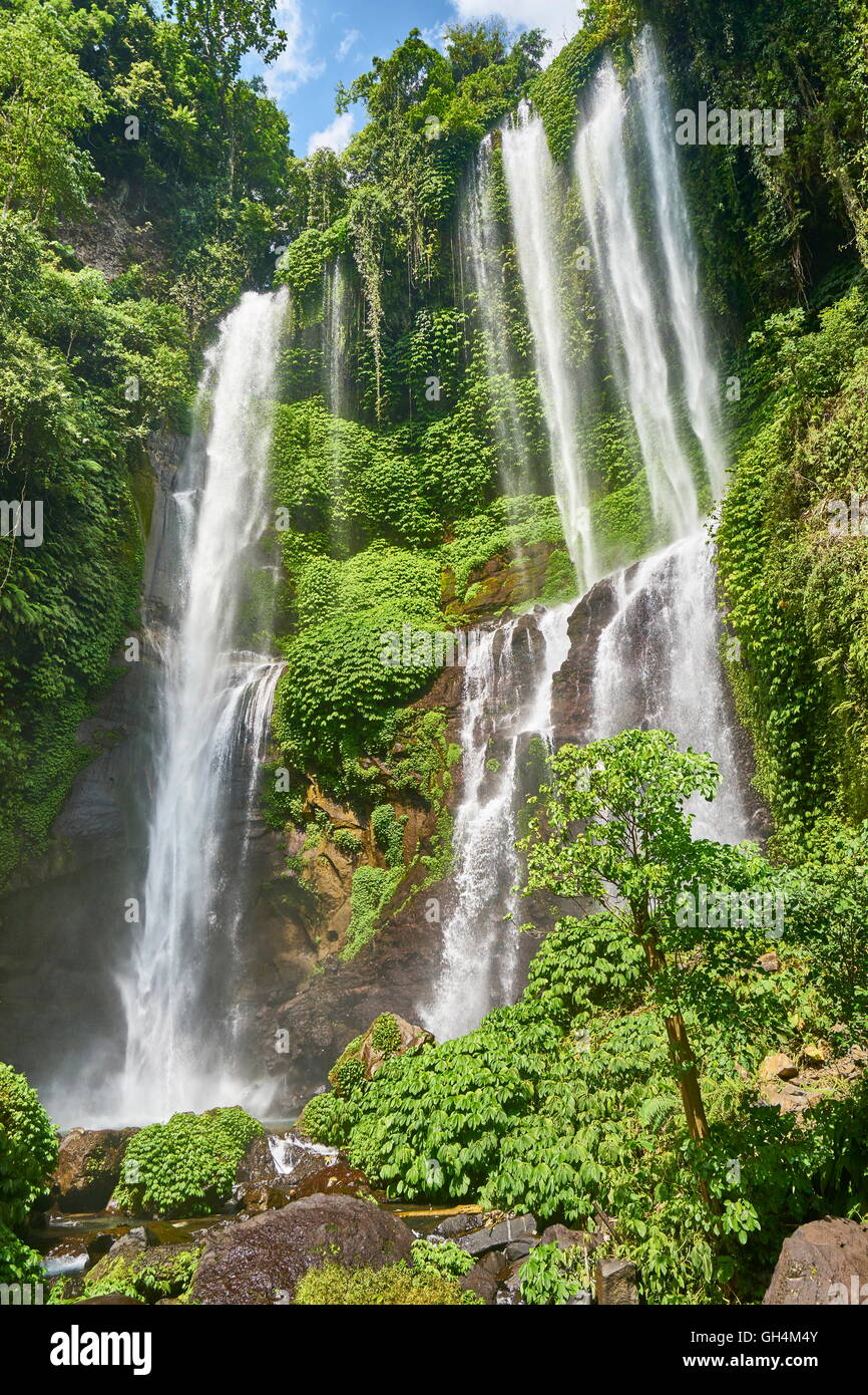 Sekumpul Waterfall, Bali, Indonesia Stock Photo