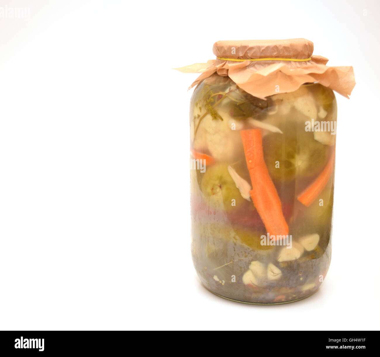 traditional romanian pickle jar isolated on white background Stock