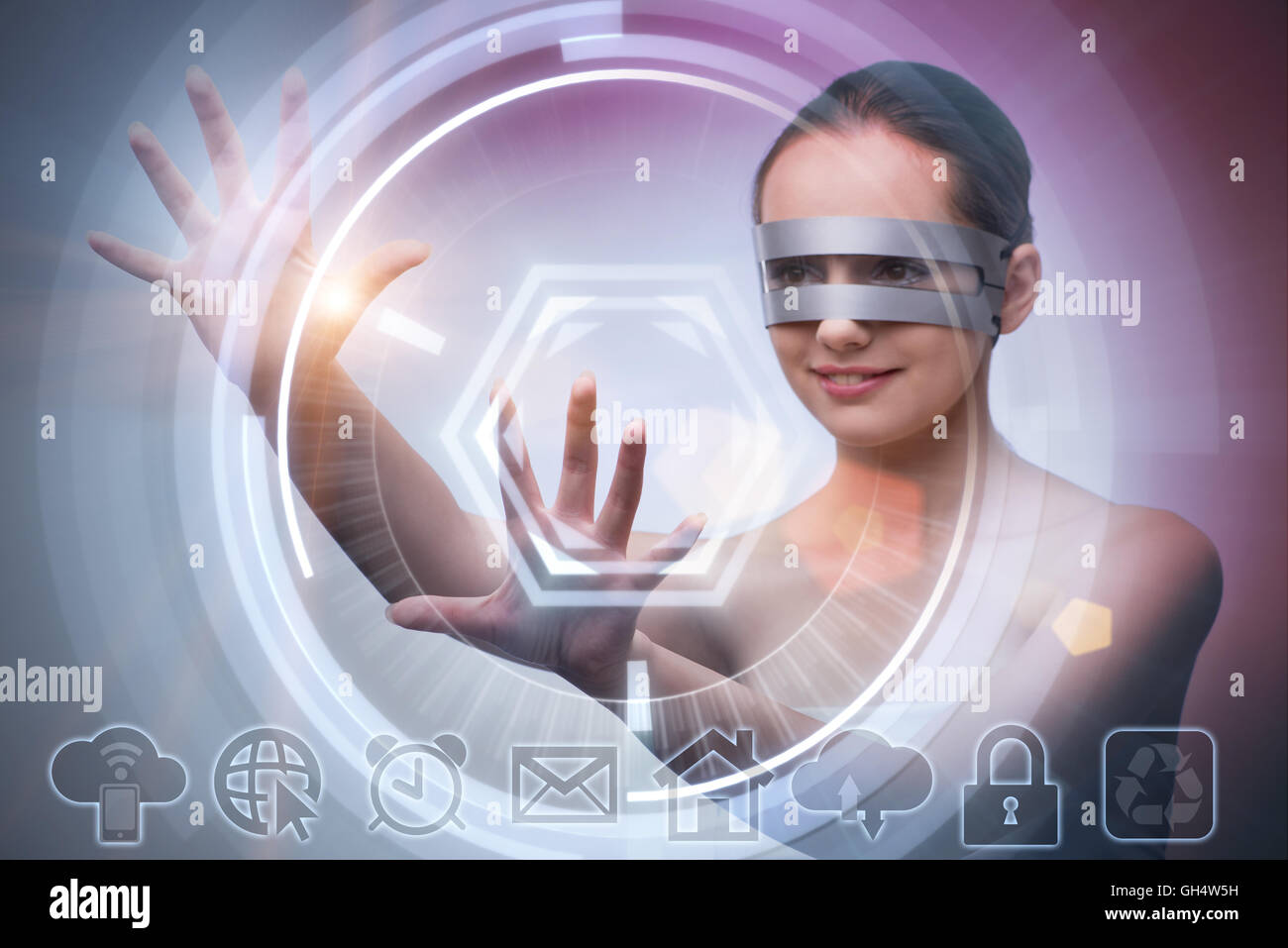 Futuristic concept with techno cyber woman Stock Photo - Alamy