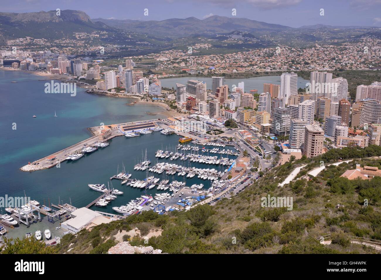 geography / travel, Spain, view towards the harbour of Calpe from the ...